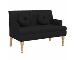 vidaXL Zwart Bankje met Kussens 113x64,5x75,5 cm Bank - Stoffen Bank - Design Bank - Lounge Bank - Eetkamerbank