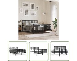 vidaXL Zwart Bed Frame - Staal Bed Frame - Bedframe met hoofd- en voeteneinde metaal zwart 137x190 cm - King Size Bed Frame - Boxspring Bed Frame - Tweepersoons Bed Frame