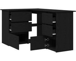 vidaXL - Zwart - Eiken - Hoekbureau, - 145x100x76 - cm, - Gemaakt - van - Bewerkt - Hout