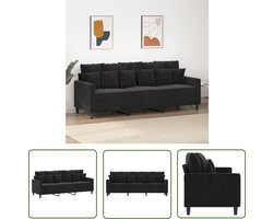 vidaXL Zwarte Bank - 3 Zits Bank - Driezitsbank 180 cm fluweel zwart - Velvet Bank - Lounge Bank - Salontafel