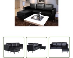 vidaXL Zwarte Bank - Loungesofa - Driezitsbank kunstleer zwart - Lederlook Bank - 3 Persoons Bank - Hoekbank