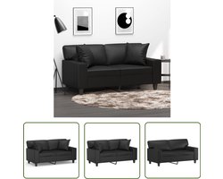 vidaXL Zwarte Bank - Tweezitsbank - Tweezitsbank met sierkussens 120 cm kunstleer zwart - Kunstleder Bank - Salontafel - Woonkamermeubilair