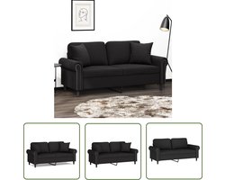 vidaXL Zwarte Bank - Tweezitsbank - Tweezitsbank met sierkussens 140 cm fluweel zwart - Fluweelb Bank - Comfortabele Bank - Salonbank