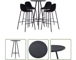 vidaXL Zwarte Barset - Barset - 5-delige Barset stof zwart - Moderne Barset - Eetkamerbar - Bartafels