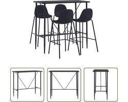 vidaXL Zwarte Bartafel - Bartafel - 5-delige Barset stof zwart - Barstoelen - Zwarte Barstoelen - Lounge Meubels