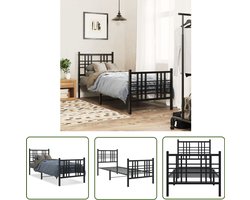 vidaXL Zwarte Bedpost - Staal Bed Frame - Bedframe met hoofd- en voeteneinde metaal zwart 80x200 cm - Boxspring Bed - Tweepersoons Bed - King Size Bed