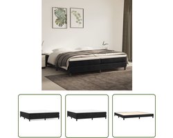 vidaXL Zwarte Boxspring - Boxspring Frame - Bedframe zonder matras 200x200 cm fluweel zwart - Velvet Bed Frame - Tweepersoons Bed Frame - Hoofdkussen Verhoging