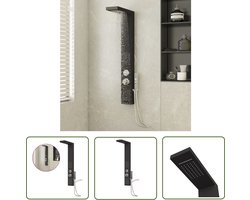 vidaXL Zwarte Douche - Douchepaneel - Douchepaneelsysteem aluminium zwart - Douchesysteeem - Aluminium Douchepaneel - Regendouche