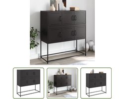 vidaXL Zwarte Dressoirs - Dressoir - Dressoir 100,5x39x107 cm staal zwart - Staaldressoir - Modern Dressoir - Opbergkast