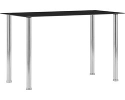 vidaXL Zwarte Eettafel - Eetkamertafel - Eettafel 120x60x75 cm gehard glas zwart - Ronde Eettafel - Glas Tafellaag - Metalen Onderstel