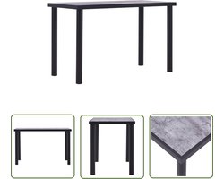 vidaXL Zwarte Eettafel - Eetkamertafel - Eettafel 120x60x75 cm MDF zwart en betongrijs - Betonnen Eettafel - Mdf Eettafel - Ronde Eettafel