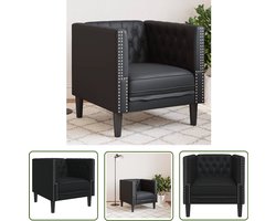 vidaXL Zwarte Fauteuil - Fauteuil Chesterfield - Fauteuil Chesterfield-stijl kunstleer zwart - Lederlook Fauteuil - Lounge Stoel - Relaxstoel
