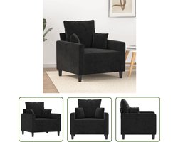 vidaXL Zwarte Fauteuil - Fauteuil - Fauteuil 60 cm fluweel zwart - Velours Fauteuil - Comfortabele Fauteuil - Moderne Fauteuil