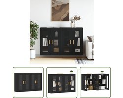 vidaXL Zwarte Kast - Hangkasten - Hangkasten 2 st bewerkt hout zwart - Houten Kast - Badkamerkast - Keukenkast