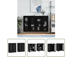 vidaXL Zwarte Kast - Hangkasten - Hangkasten 2 st bewerkt hout zwart - Houten Kast - Badkamerkast - Keukenkast