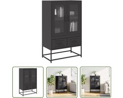vidaXL Zwarte Kast - Hoge Kast - Hoge kast 68x39x111,5 cm staal zwart - Opbergkast - Kledingkast - Metalen Kast