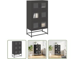 vidaXL Zwarte Kast - Hoge Kast - Hoge kast 68x39x123 cm staal zwart - Opbergkast - Metalen Kast - Kasten Set