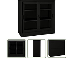 vidaXL Zwarte Kast - Rolladeurkast - Roldeurkast 90x40x90 cm staal zwart - Metalen Kast - Opslagkast - Kantoormeubilair
