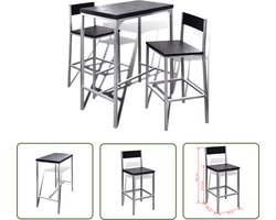 vidaXL Zwarte Meubels - Ontbijtbarset - Ontbijtbarset - Eetkamerset - Kleine Eetkamers - Compact Design
