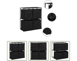 vidaXL Zwarte Opbergkast - Opbergkast - Opbergkast met 4 stoffen manden 63x30x71 cm staal zwart - Opberger - Opbergmanden - Meubilair
