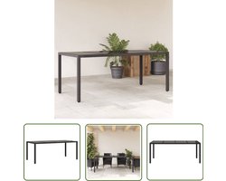vidaXL Zwarte Tuin Tafel - Tuin Tafel - Tuintafel met glazen blad 190x90x75 cm poly rattan zwart - Ronde Tuintafel - Buitentafel - Patiotafel