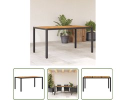 vidaXL Zwarte Tuintafel - Tuin Tafel - Tuintafel met acaciahouten blad 150x90x75 cm poly rattan zwart - Acacia Hout - Poly Rattan - Buitentafel