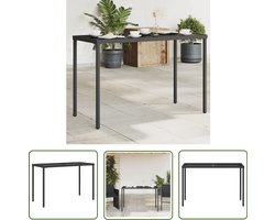 vidaXL Zwarte Tuintafel - Tuin Tafel - Tuintafel met glazen blad 115x54x74 cm poly rattan zwart - Ratan Tafel - Buitentafel - Eetkamertafel