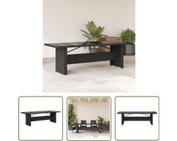 vidaXL Zwarte Tuintafel - Tuin Tafel - Tuintafel met glazen blad 240x90x75 cm poly rattan - Ronde Tuintafel - Eetkamertafel Buiten - Buitentafel