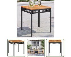 vidaXL Zwarte Tuintafel - Tuintafel - Tuintafel 38x38x42 cm poly rattan en acaciahout zwart - Ronde Tuintafel - Buitentafel - Patiotafel