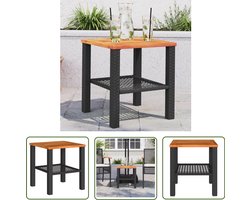 vidaXL Zwarte Tuintafel - Tuintafel - Tuintafel 40x40x42 cm poly rattan en acaciahout zwart - Ronde Tuintafel - Patiotafel - Bistrotafel