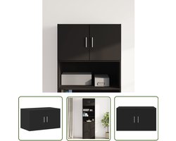 vidaXL Zwarte Wandkast - Wandkast - Wandkast 70x42,5x40 cm bewerkt hout zwart - Houten Wandkast - Opbergkast - Badkamerkast