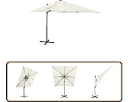 vidaXL Zweefparasol - 250 cm - LED Verlichting - Zand Tuinparasol - Parasol - Led Verlichting - Uv Bescherming - Terrasdecoratie
