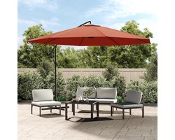 vidaXL Zweefparasol 350 cm - Terracottakleurig Hangende Parasol - Parasol - Tuinset - Buitenschilderij - Zomerdecoratie - Zonnebescherming - Terras Decoratie