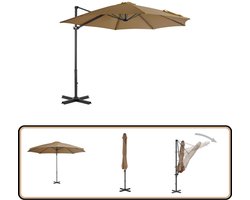 vidaXL Zweefparasol - Aluminium paal - 300 cm - Taupe Hangende Parasol - Parasol Buiten - Terraszonnescherm - Tuinparasol - Parasol Taupes