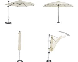 vidaXL Zweefparasol met aluminium paal 300 cm zandkleurig - Zweefparasol - Zweefparasols - Parasol - Tuinparasol