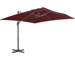 vidaXL - Zweefparasol - met - aluminium - paal - 400x300 - cm - bordeauxrood