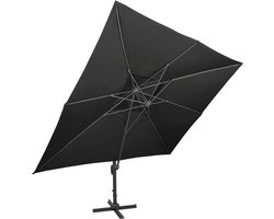 vidaXL Zweefparasol met dubbel dak 400x300 cm zwart - Zweefparasol - Zweefparasols - Parasol - Tuinparasol