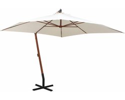 vidaXL - Zweefparasol - met - houten - paal - 300x300 - cm - wit