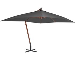 vidaXL - Zweefparasol - met - houten - paal - 400x300 - cm - antracietkleurig