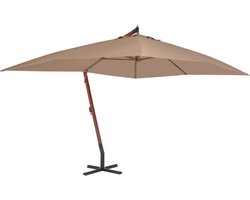 vidaXL - Zweefparasol - met - houten - paal - 400x300 - cm - taupe