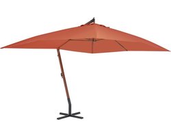 vidaXL - Zweefparasol - met - houten - paal - 400x300 - cm - terracottakleurig