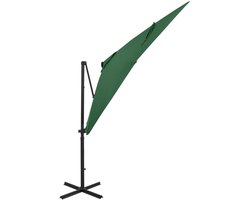 vidaXL Zweefparasol met LED 250 cm Groen Tuinparasol - Parasol - Buitenschildering - Tuingerichten - Zonwering