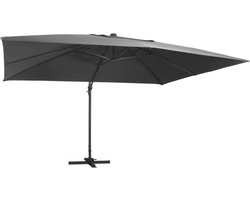 vidaXL - Zweefparasol - met - LED - en - aluminium - paal - 400x300 - cm - antraciet
