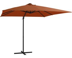 vidaXL - Zweefparasol - met - LED-verlichting - 250x250 - cm - terracottakleurig