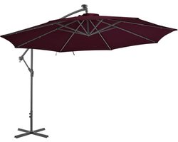vidaXL - Zweefparasol - met - LED-verlichting - 350 - cm - bordeauxrood