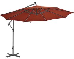 vidaXL - Zweefparasol - met - LED-verlichting - 350 - cm - terracottakleurig