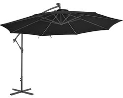 vidaXL - Zweefparasol - met - LED-verlichting - 350 - cm - zwart