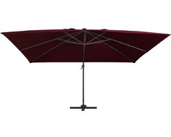 vidaXL Zweefparasol met LED-verlichting 400x300 cm bordeauxrood - Zweefparasol - Zweefparasols - Parasol - Tuinparasol