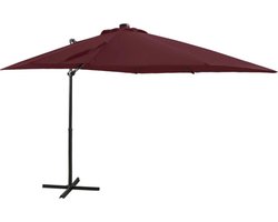 vidaXL - Zweefparasol - met - paal - en - LED-verlichting - 250 - cm - bordeauxrood