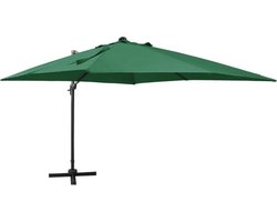 vidaXL - Zweefparasol - met - paal - en - LED-verlichting - 300 - cm - groen
